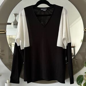 Vince Black and White Colorblock Sheer Sweater Size S
